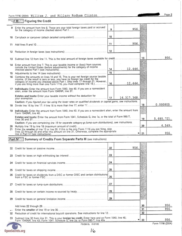 Clintons Tax Return 2004 - Page 16