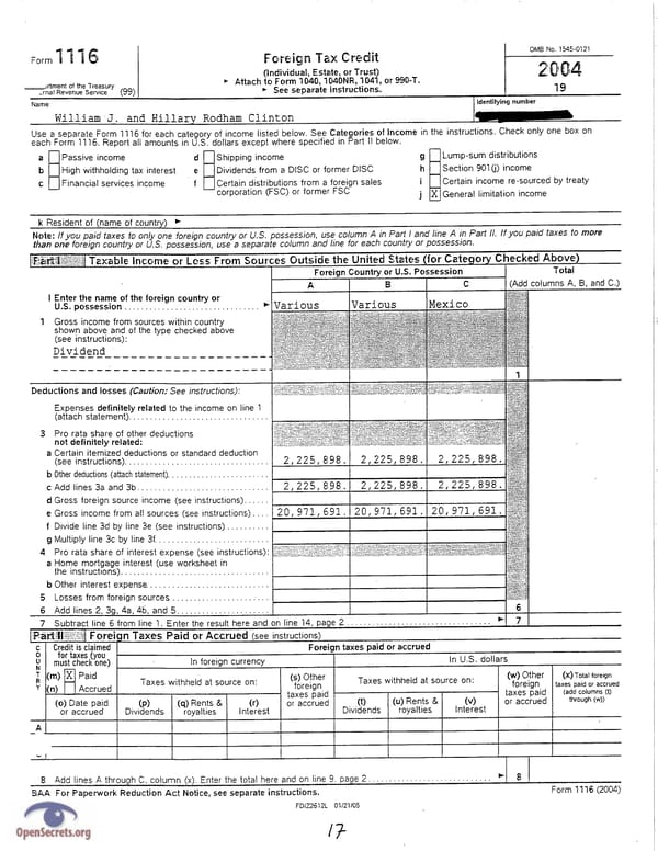 Clintons Tax Return 2004 - Page 17