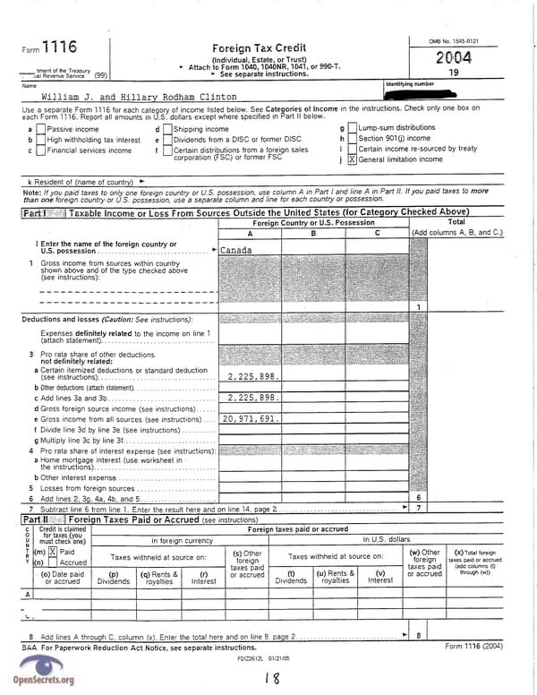 Clintons Tax Return 2004 - Page 18