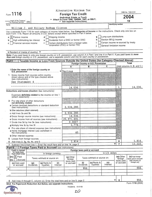 Clintons Tax Return 2004 - Page 20