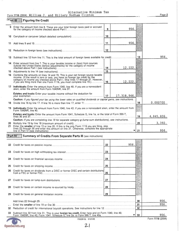 Clintons Tax Return 2004 - Page 21