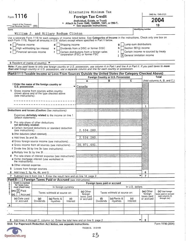 Clintons Tax Return 2004 - Page 23