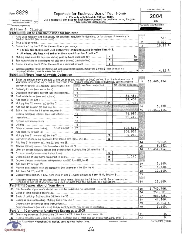 Clintons Tax Return 2004 - Page 26