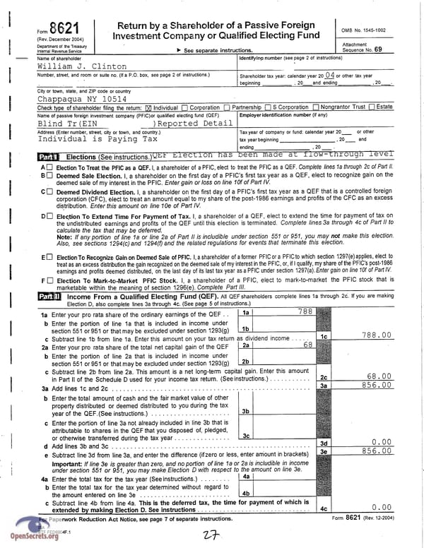 Clintons Tax Return 2004 - Page 27