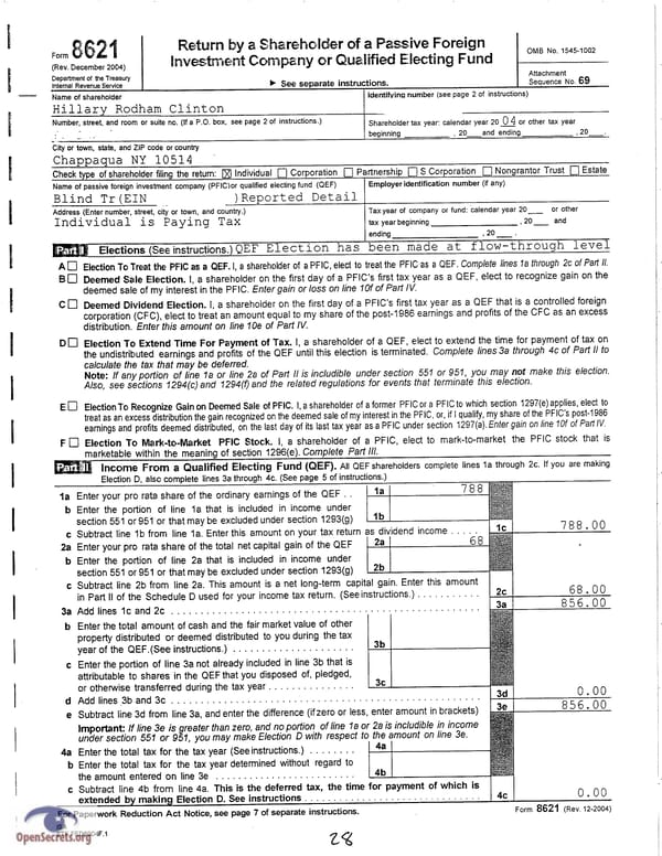 Clintons Tax Return 2004 - Page 28