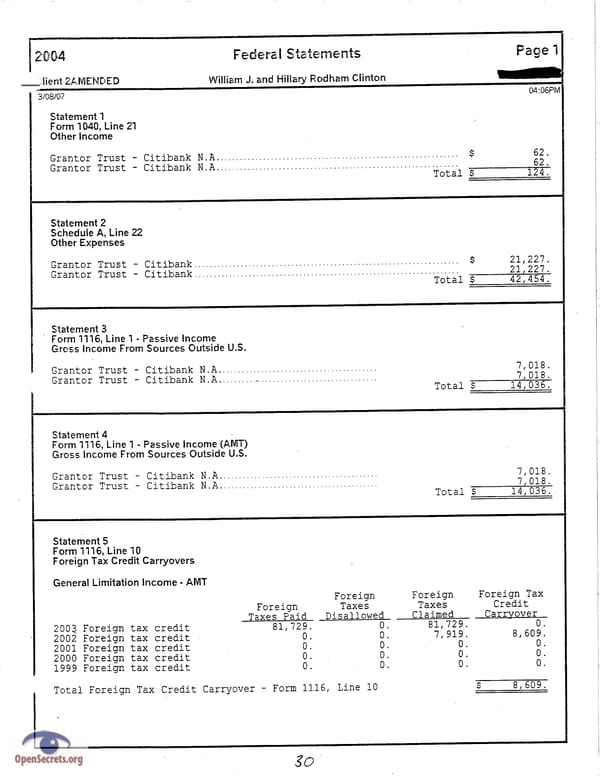 Clintons Tax Return 2004 - Page 30