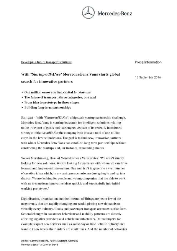 Press Release |&nbsp;Developing future transport solutions - Page 1