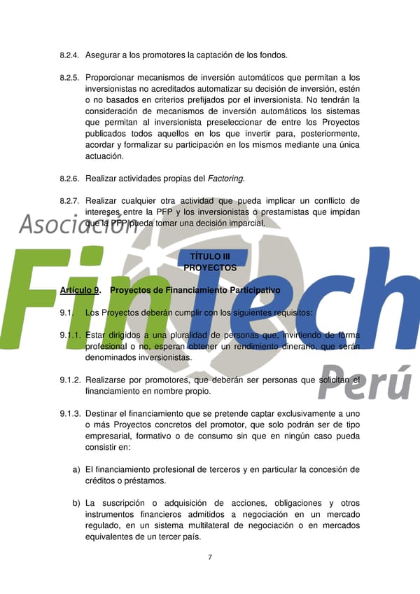Propuesta de Ley para Regular el Crowdfunding Financiero en Perú Septiembre 2017 - Page 7