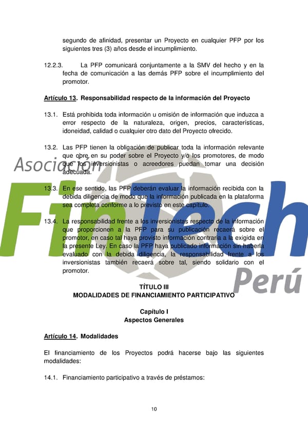 Propuesta de Ley para Regular el Crowdfunding Financiero en Perú Septiembre 2017 - Page 10