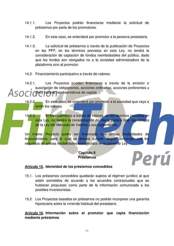 Propuesta de Ley para Regular el Crowdfunding Financiero en Perú Septiembre 2017 - Page 11