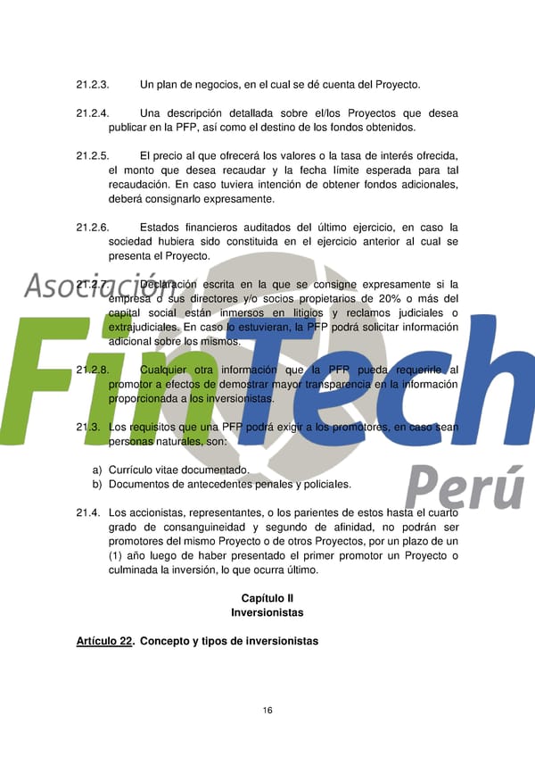Propuesta de Ley para Regular el Crowdfunding Financiero en Perú Septiembre 2017 - Page 16