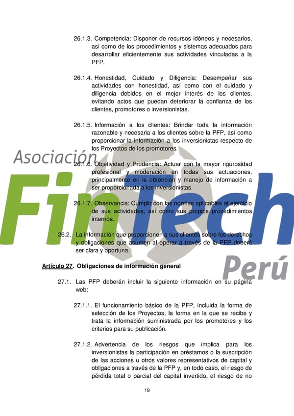 Propuesta de Ley para Regular el Crowdfunding Financiero en Perú Septiembre 2017 - Page 19