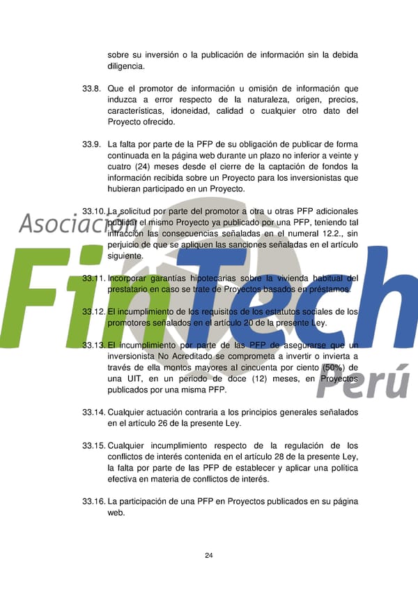 Propuesta de Ley para Regular el Crowdfunding Financiero en Perú Septiembre 2017 - Page 24