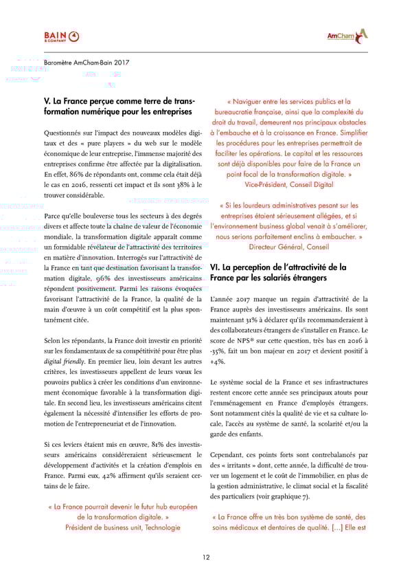Baromètre AmCham-Bain | Report | 2017 - Page 12