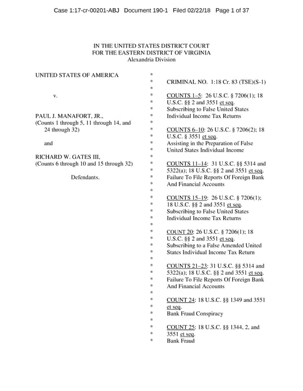 Manafort and Gates superseding indictment - Page 1