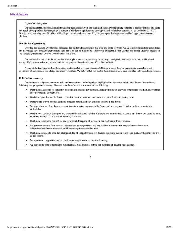 Dropbox S-1 | Interactive Prospectus - Page 12