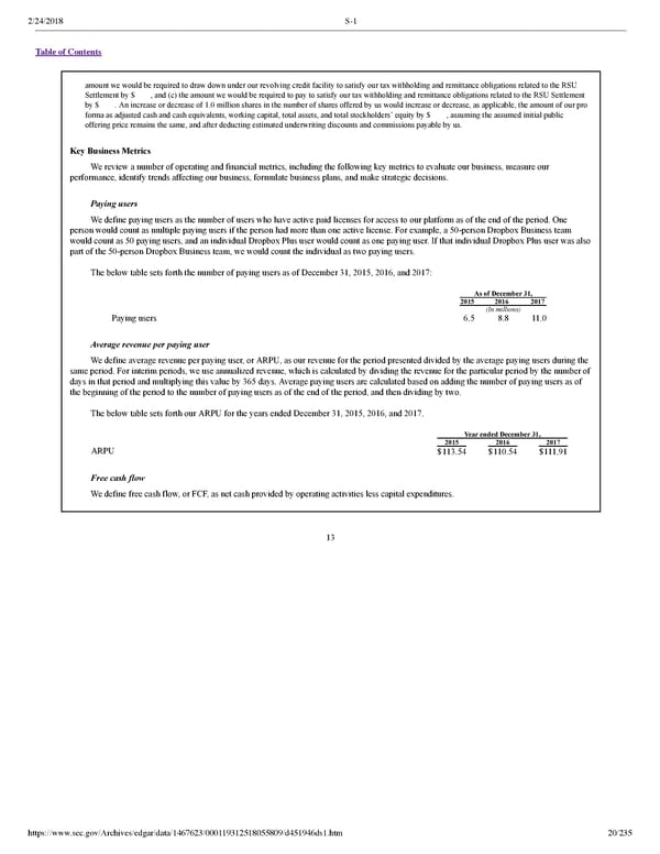 Dropbox S-1 | Interactive Prospectus - Page 20