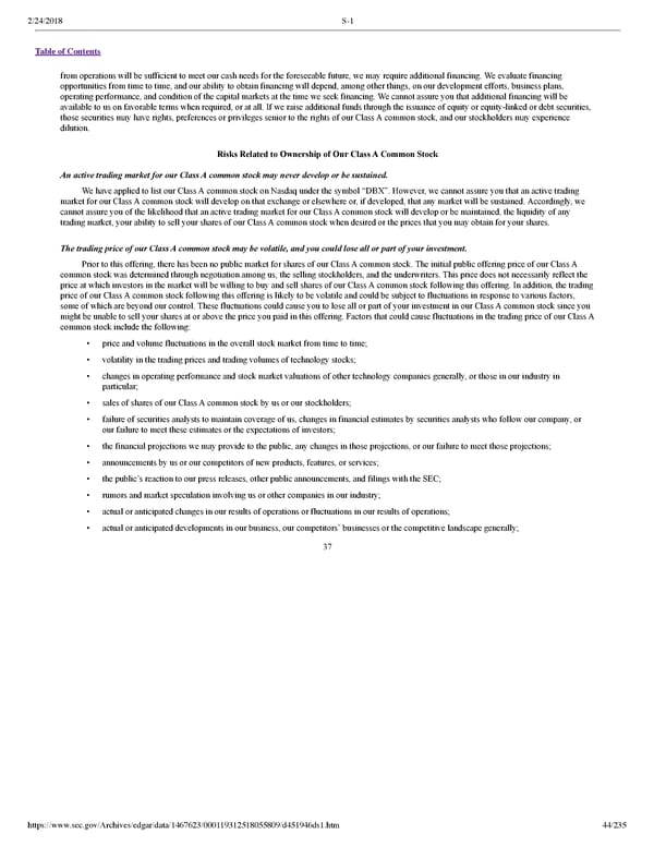 Dropbox S-1 | Interactive Prospectus - Page 44