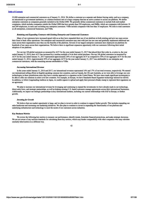DocuSign S-1 | Interactive Prospectus - Page 67