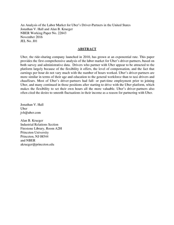 An Analysis Of The Labor Market For Uber’s Driver-partners In The United States - Page 2