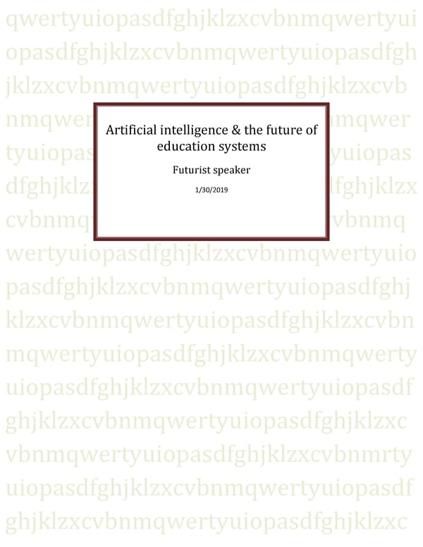 Artificial intelligence & the future of education systems - Page 1
