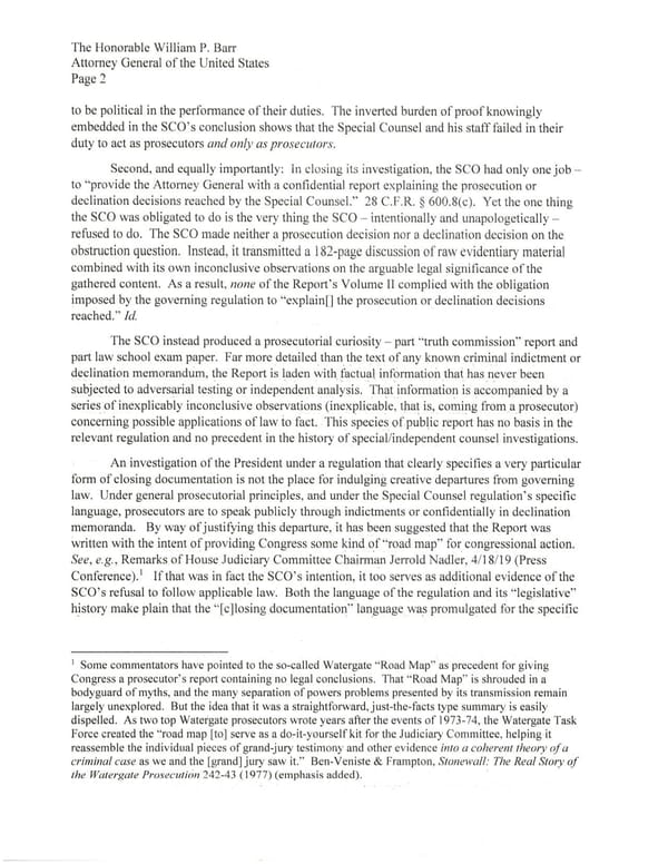 Emmet Flood Letter to AG Barr - Page 2