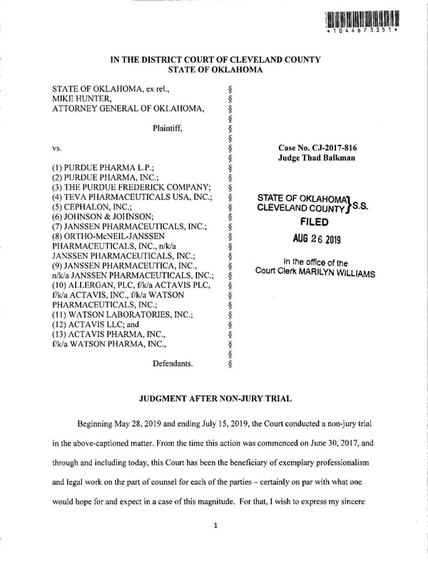 Johnson & Johnson Opioids Verdict - Page 1