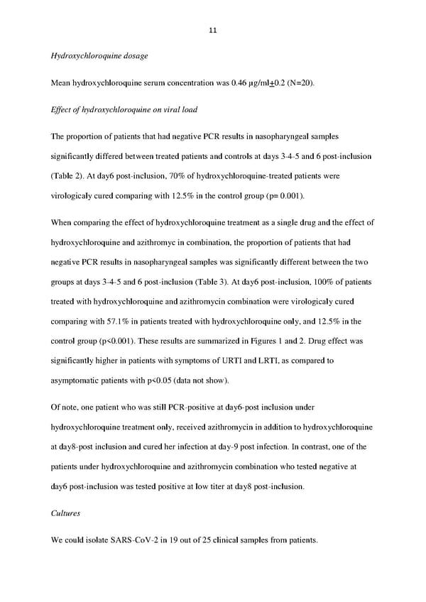 Hydroxychloroquine and Azithromycin as a Treatment of COVID-19 - Page 11