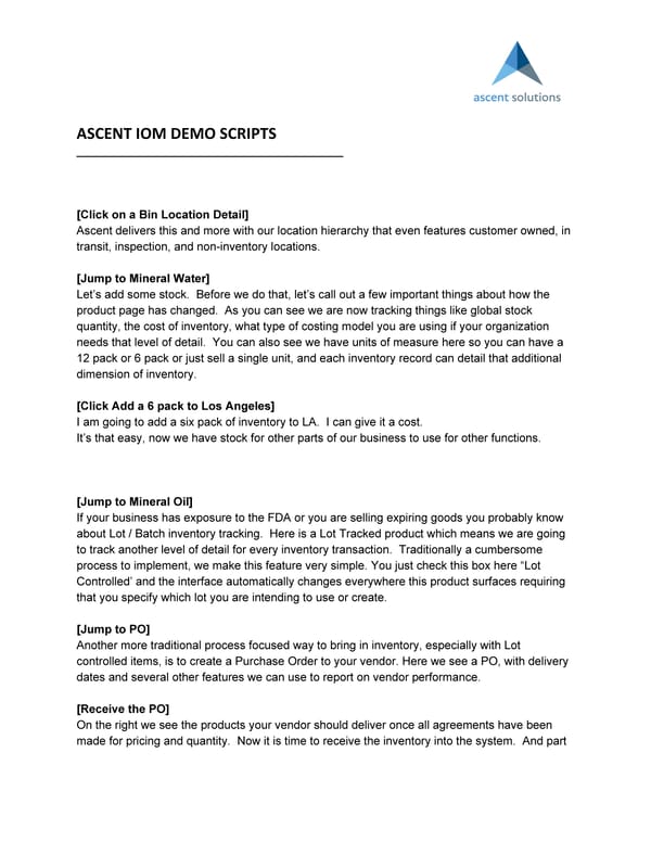 Ascent IOM Demo Scripts - Page 3