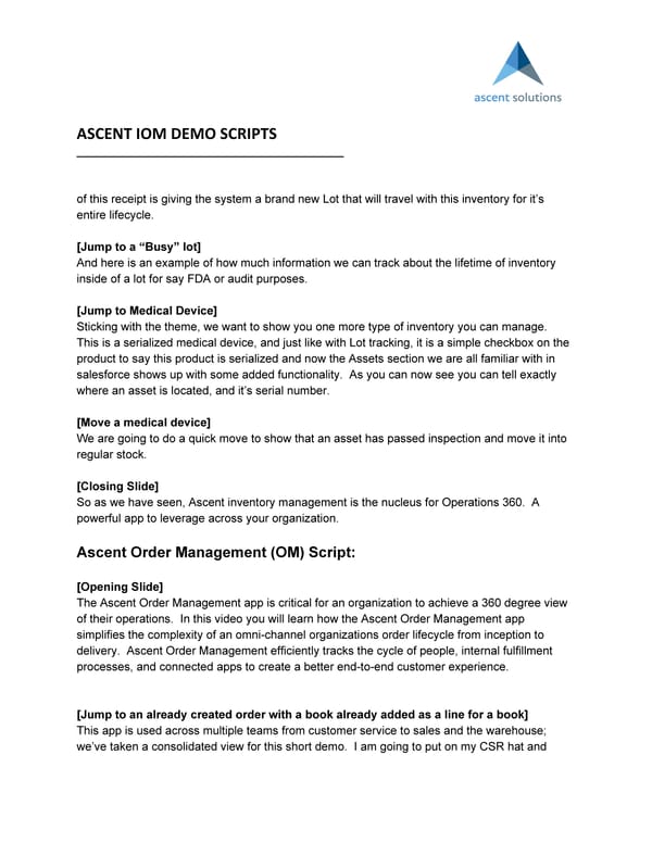 Ascent IOM Demo Scripts - Page 4