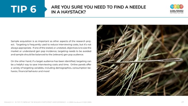 ENGAGE 2 0 - 30 tips to improve the research participant user experience - A GRBN Handbook 2020 04 - ol - Page 27