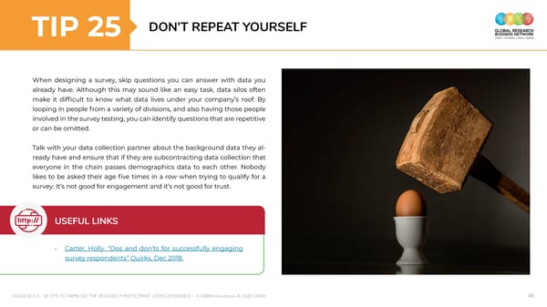 ENGAGE 2 0 - 30 tips to improve the research participant user experience - A GRBN Handbook 2020 04 - ol - Page 46