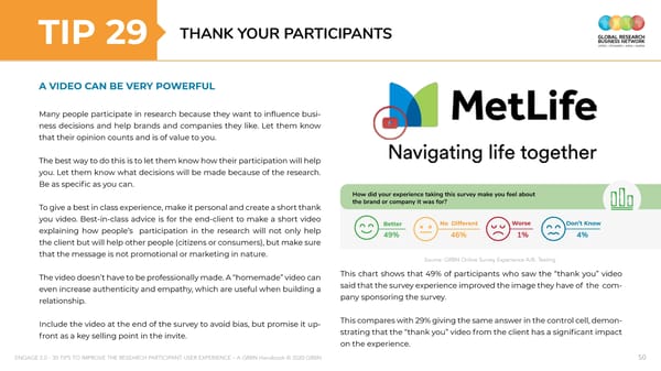 ENGAGE 2 0 - 30 tips to improve the research participant user experience - A GRBN Handbook 2020 04 - ol - Page 50