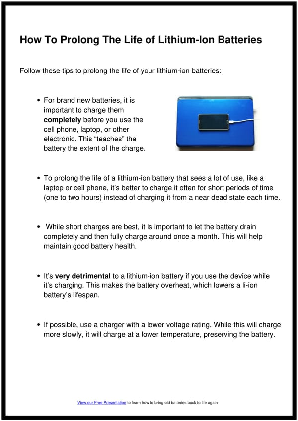 Prolong The Life Of Lithium-ion, Laptop, and Cell Phone Batteries - Page 3