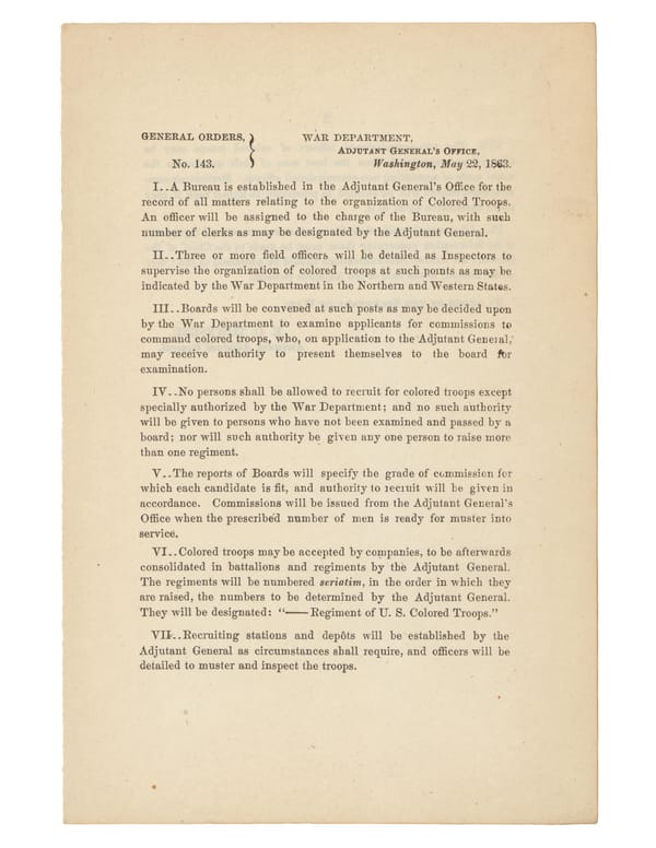 War Department General Order 143: Creation of the U.S. Colored Troops (1863) - Page 1