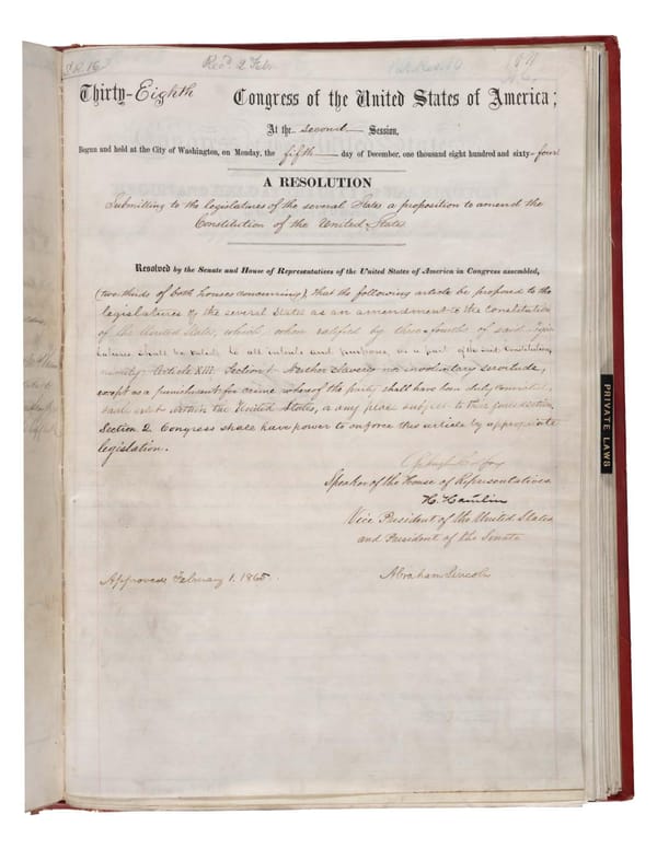 13th Amendment to the U.S. Constitution: Abolition of Slavery (1865) - Page 1