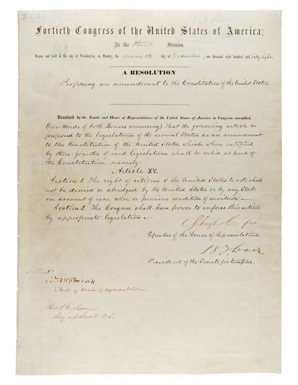 15th Amendment to the U.S. Constitution: Voting Rights (1870) - Page 1