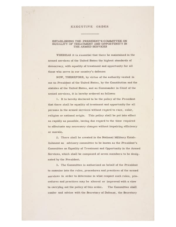 Executive Order 9981: Desegregation of the Armed Forces (1948) - Page 1