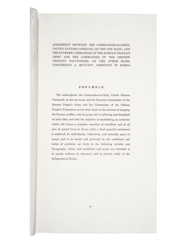Armistice Agreement for the Restoration of the South Korean State (1953) - Page 1