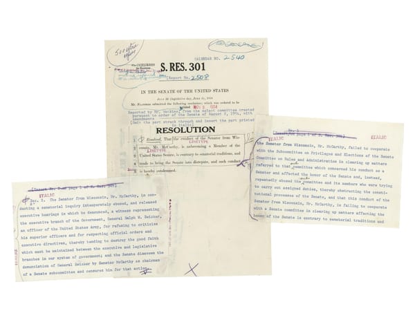 Senate Resolution 301: Censure of Senator Joseph McCarthy (1954) - Page 1