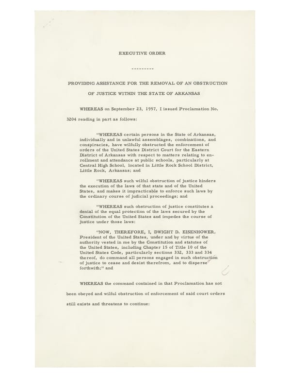 Executive Order 10730: Desegregation of Central High School (1957) - Page 1