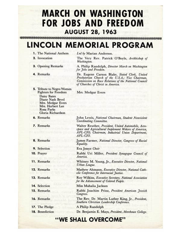 Official Program for the March on Washington (1963) - Page 1