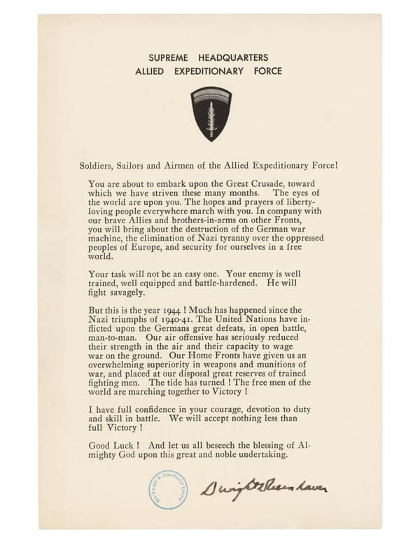 General Dwight D. Eisenhower's Order of the Day (1944) - Page 1