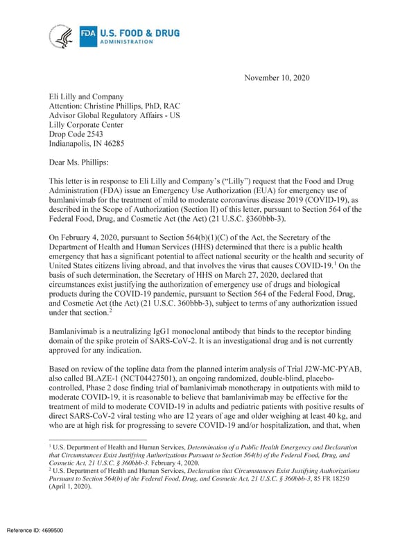 FDA Letter of Authorization - Page 1