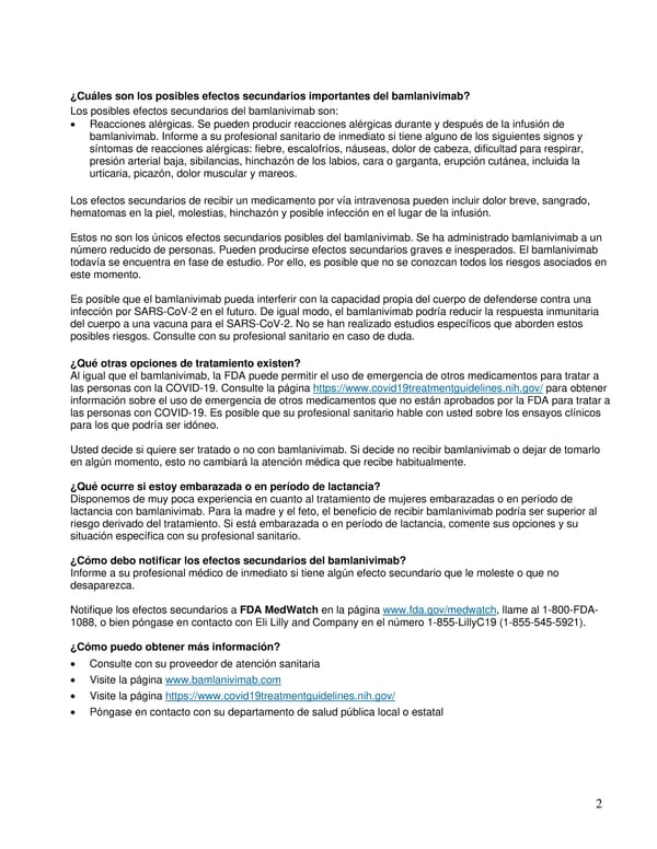 Fact Sheet for Patients, Parents & Caregivers (Spanish) - Page 2