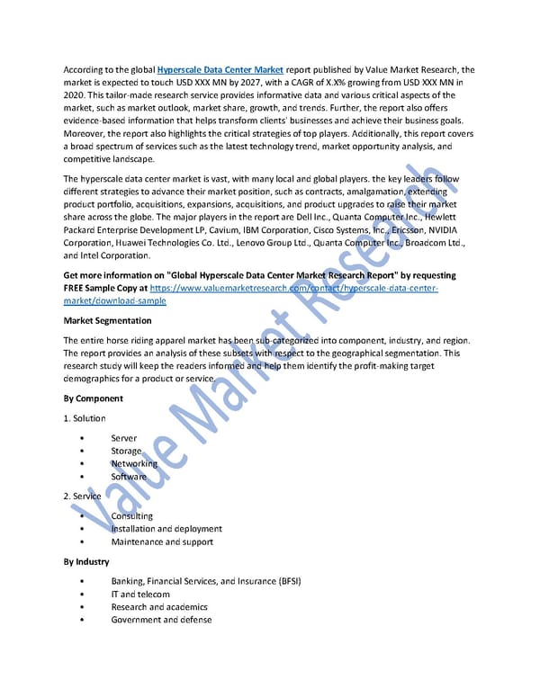 Hyperscale Data Center Market Size, Key Players, Global Forecast to 2027 - Page 1