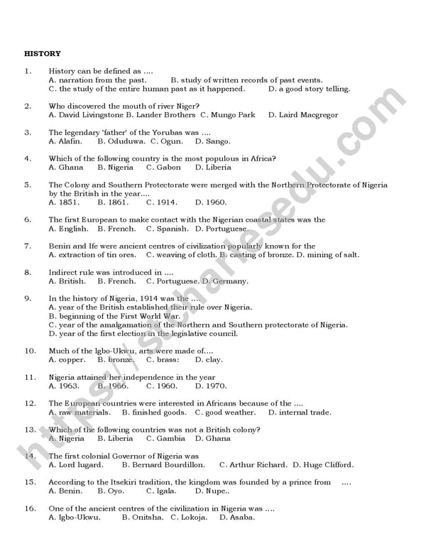BECE History Past Questions and Answer PDF Download Free - Page 2