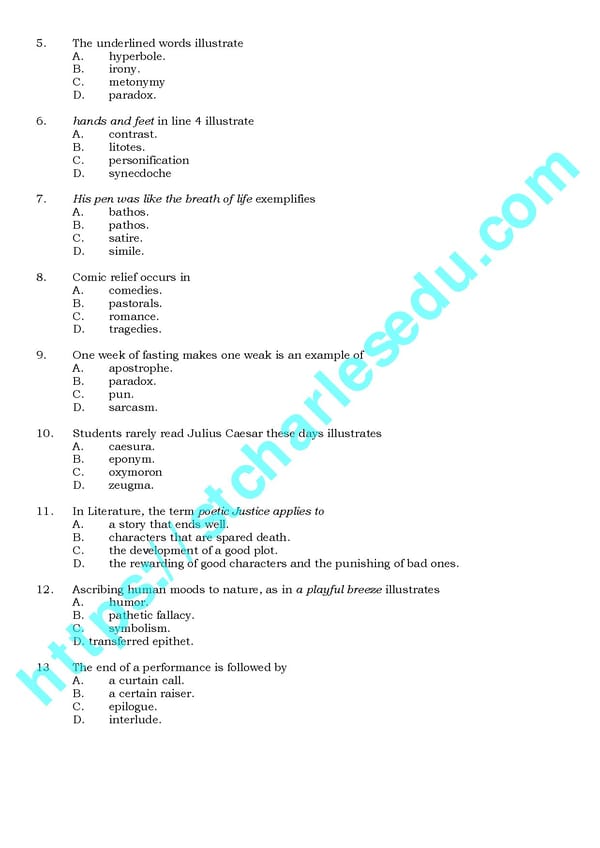 Free WAEC Literature Objective Past Questions & Answers - Page 3