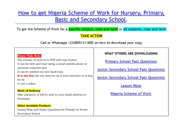 English Language Scheme of Work for JSS 1-3 - Page 8