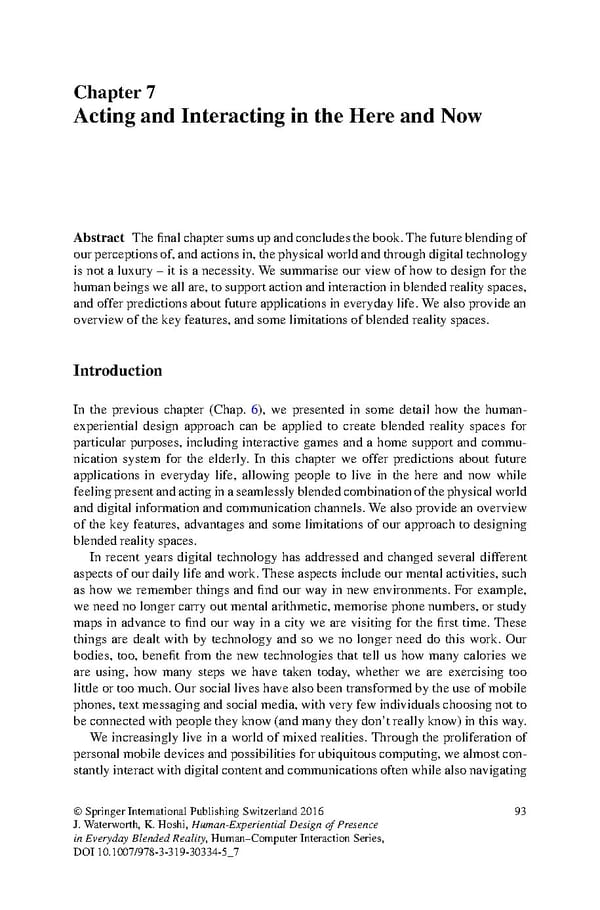 Human Experiential Design of Presence in Everyday - Page 99